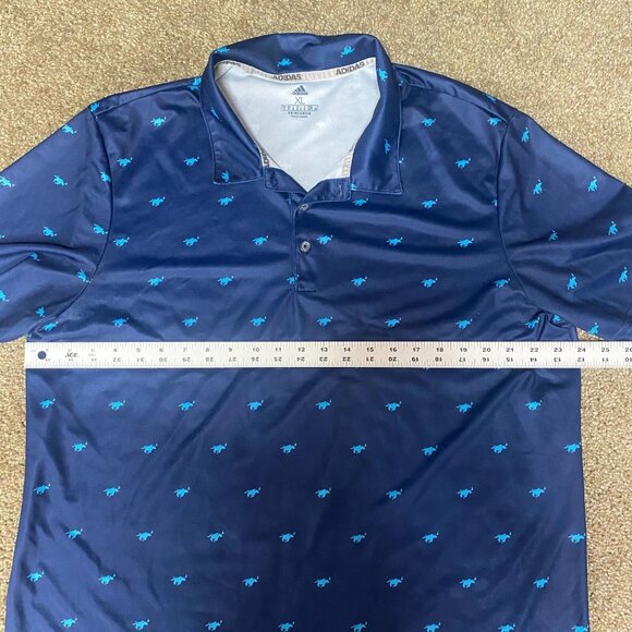 Adidas Prime Green Polo Shirt Men XL Navy Pony Print Performance Golf Athleisure - Picture 8 of 11